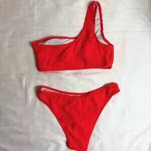 Women's Bikini Swimsuit Size M Orange off shoulder NWOT
